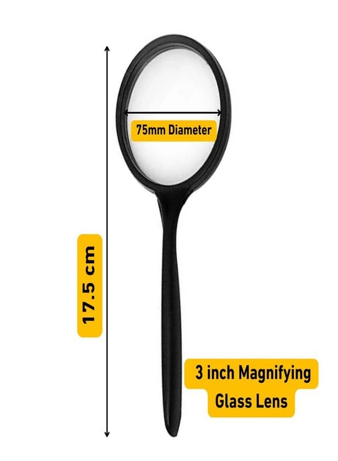 ESPtronics عدسة مكبرة محدبة من إسبترونيكس مقاس 3 بوصات؟ عدسة مكبرة يدوية 3x لقراءة الكتب والأعمال اليدوية والفحص؟ زجاج بصري متين مع مقبض مريح - Image 2